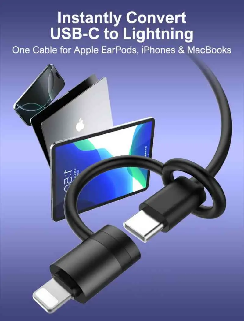 Picture of Ldnio LC270 USB-C to Lightning Cable – PD 30W Quick Charge for iPhone, iPad & AirPods (Black)
