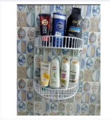 Picture of 2 Step D Shape Wall Hanging Rack For Kitchen , Home , Office , Toilet -White