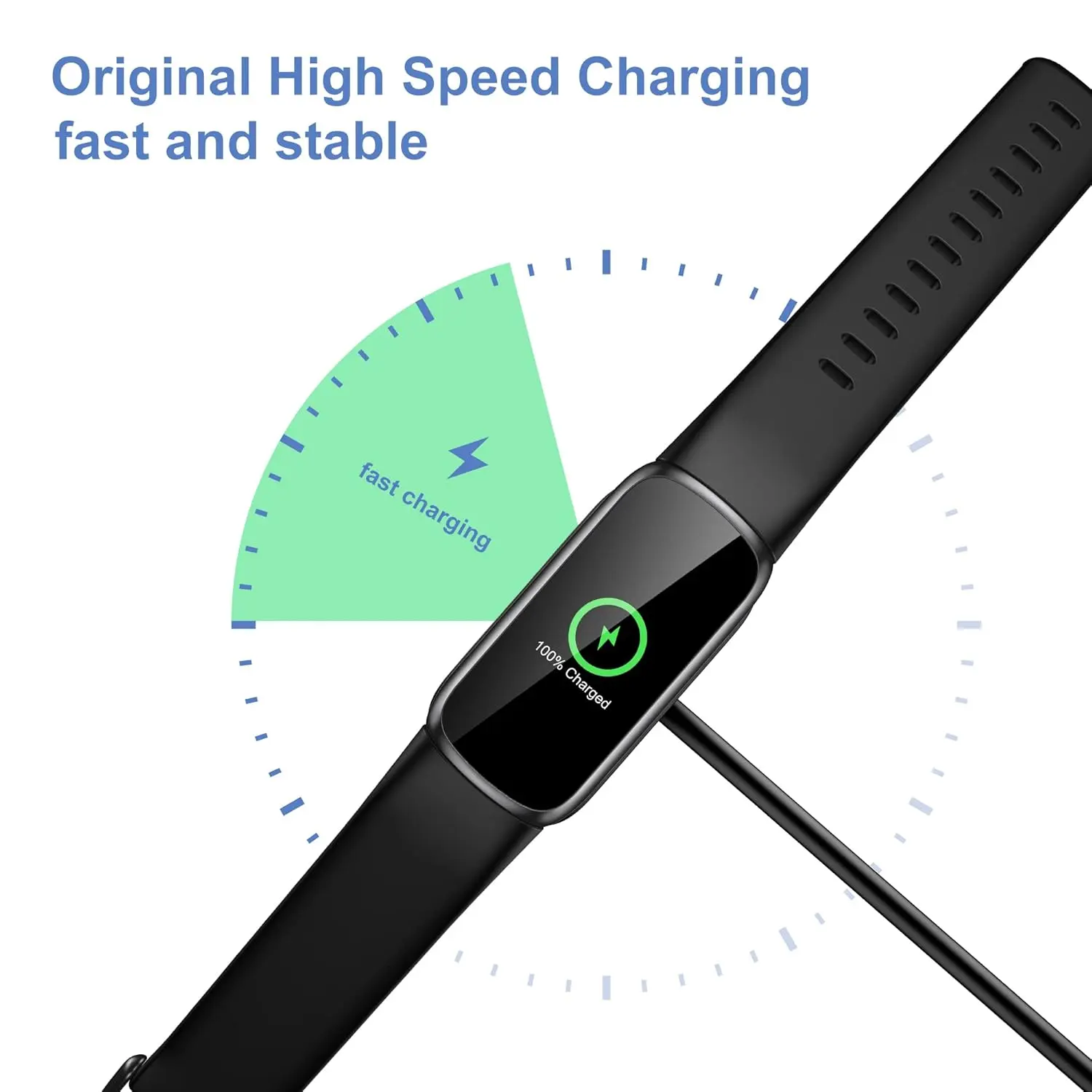 Picture of Fitbit Charge 6 Charger Cable – USB Fast Charging Replacement (Black)