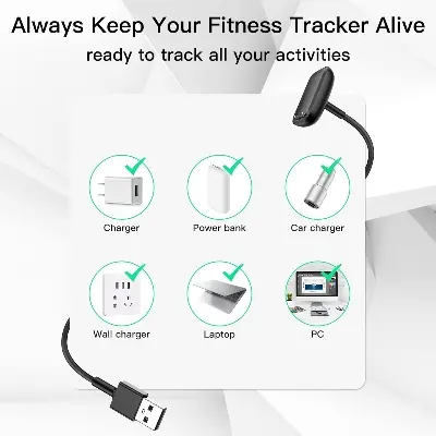 Picture of Fitbit Charge 6 Charger Cable – USB Fast Charging Replacement (Black)
