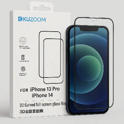 Picture of KUZOOM Premium Tempered Glass Screen Protector for iPhone 13  iPhone 13 Pro  iPhone14 – Shatterproof & Full Coverage (iphone13/13pro/14)