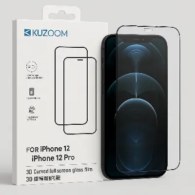 Picture of KUZOOM Premium Tempered Glass Screen Protector for iPhone 12/ iPhone12 Pro – Shatterproof & Full Coverage (iPhone 12 /12Pro)