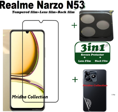 Picture of 3in1 Protector Combo Pack for Realme Narzo N53 (RMX3761) (5d Full Screen Protector Glass+Back Hydrogel Protector Poly+9h Camera Lens Protector)