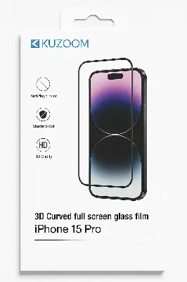 Picture of KUZOOM Premium Tempered Glass Screen Protector for iPhone 15 Pro Shatterproof & Full Coverage (iPhone 15 Pro)