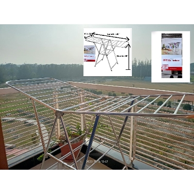 Picture of Heavy SS Foldable Clothes Drying Rack Dryer ( FULL SS )(H)37 (L)62(W) 22 -Silver