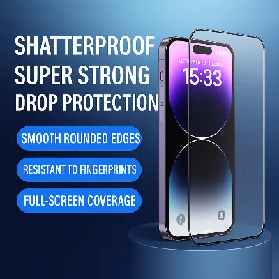 Picture of KUZOOM Premium Tempered Glass Screen Protector for iPhone 14 Pro max Shatterproof & Full Coverage (iPhone 14 Pro Max)