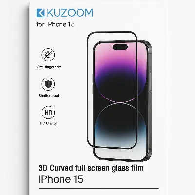 Picture of KUZOOM Premium Tempered Glass Screen Protector for iPhone 15 Shatterproof & Full Coverage (iPhone 15)