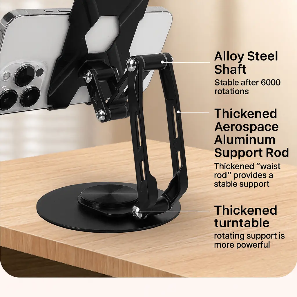 Picture of L3T Adjustable Metal Desk Phone Holder – Flexible Stand for Mobile & Tablet (Grey)