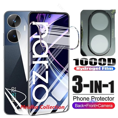 Picture of 3in1 Protector Combo Pack for Realme Narzo N55 (Full Screen Protector Glass+Back Hydrogel Protector Poly+9h Camera Lens Protector)