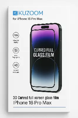 Picture of KUZOOM Premium Tempered Glass Screen Protector for iPhone 16 Pro Max Shatterproof & Full Coverage (iPhone 16 Pro Max)