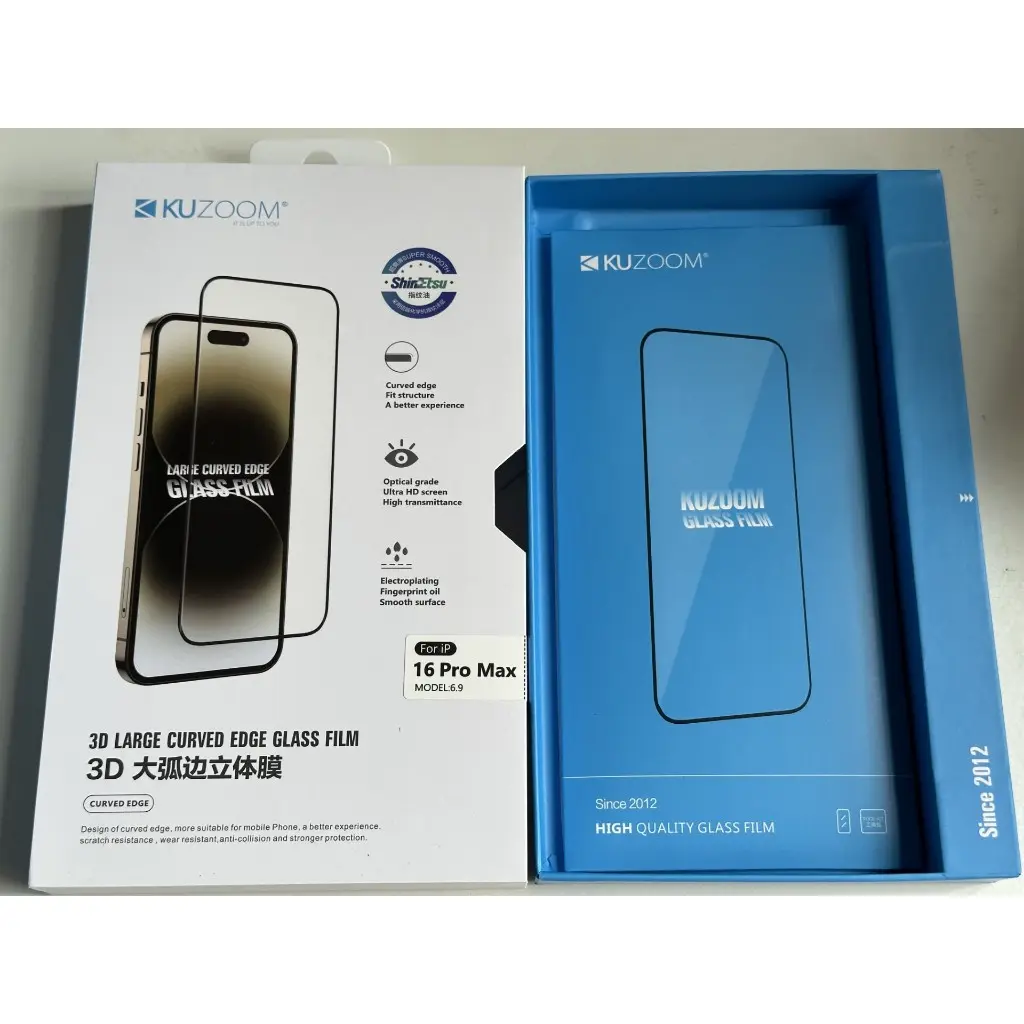 Picture of KUZOOM Premium Tempered Glass Screen Protector for iPhone 16 Pro Max Shatterproof & Full Coverage (iPhone 16 Pro Max)