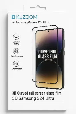Picture of KUZOOM UV Glass Screen Protector for Samsung Galaxy S24 Ultra – 3D Curved, Full Coverage (Samsung S24 Ultra)