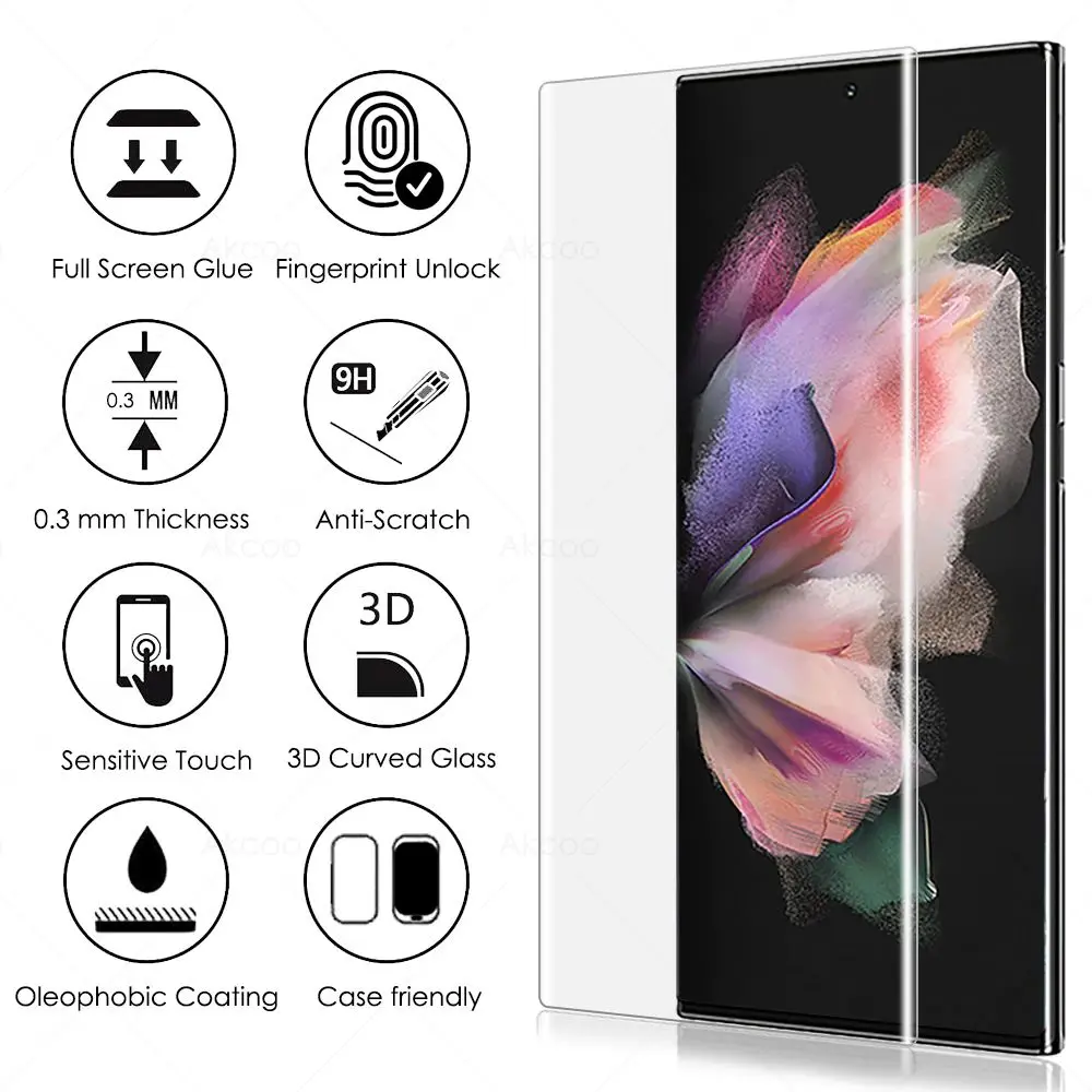 Picture of KUZOOM UV Glass Screen Protector for Samsung Galaxy S24 Ultra – 3D Curved, Full Coverage (Samsung S24 Ultra)