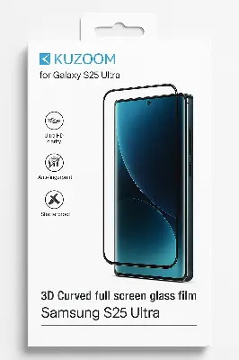 Picture of KUZOOM UV Glass Screen Protector for Samsung Galaxy S25 Ultra – 3D Curved, Full Coverage (Samsung S25 Ultra)