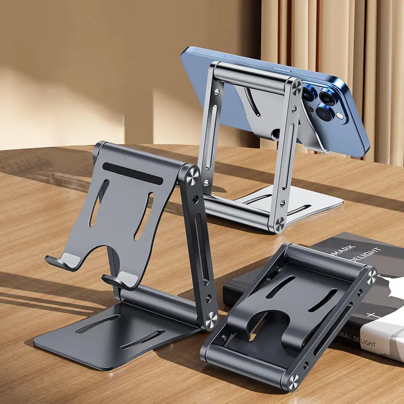 Picture of Z6 Foldable Mobile & Tablet Stand – Adjustable Aluminum Desktop Holder for iPhone, iPad, Samsung & Android Phones (Mobile Stand)