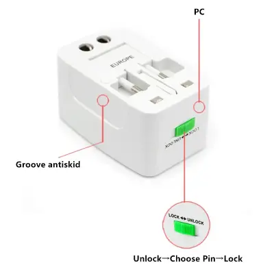 Picture of Universal Travel Adapter with Dual USB & Surge Protector – All-in-One Plug Converter (USUKEUAU) (White)