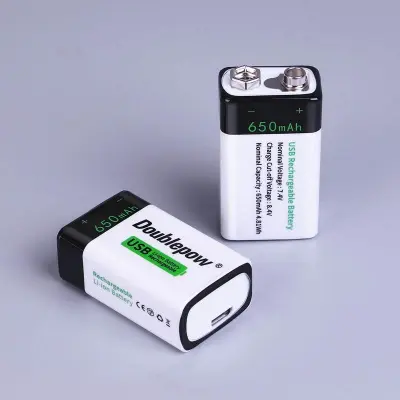 Picture of Doublepow 9V 650mAh USB Rechargeable Li-ion Battery – Built-in Micro USB Charging (Battery 1p)