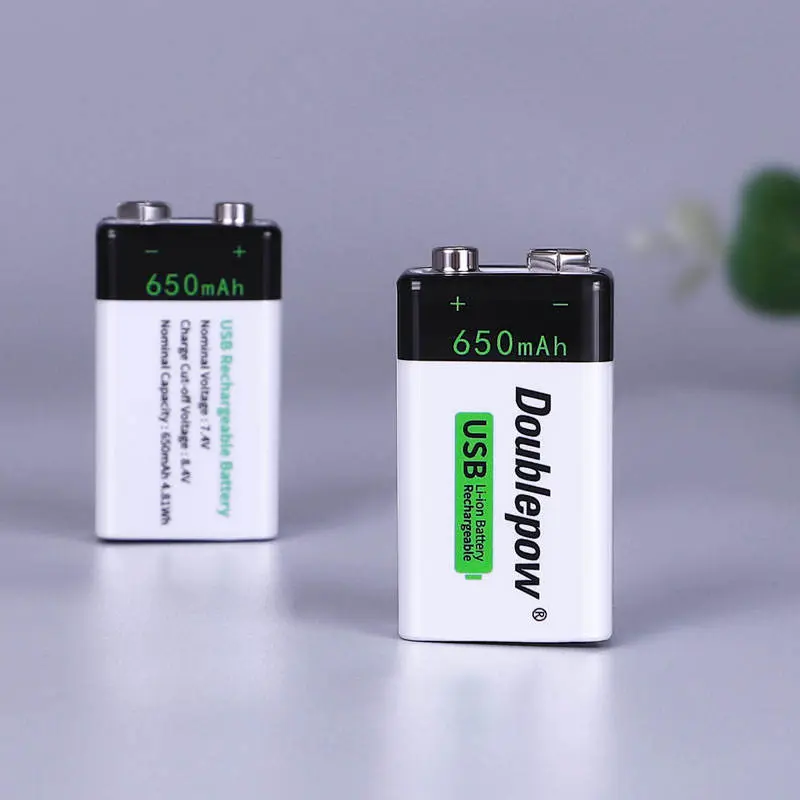 Picture of Doublepow 9V 650mAh USB Rechargeable Li-ion Battery – Built-in Micro USB Charging (Battery 1p)