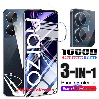 Picture of 3in1 Protector Combo Pack for Realme Narzo N55 (Full Screen Protector Glass+Back Hydrogel Protector Poly+Camera Lens Protector)