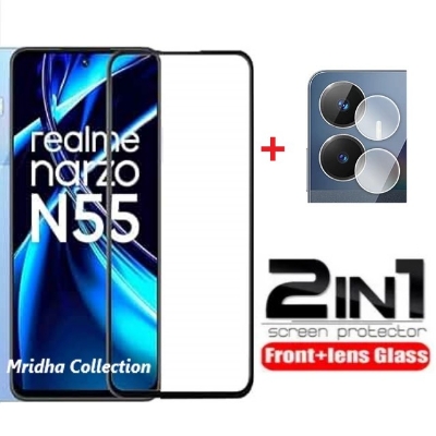 Picture of 2in1 Protector Combo Pack for Realme Narzo N55 (Premium Full Screen Protector Glass+Camera Lens Protector)