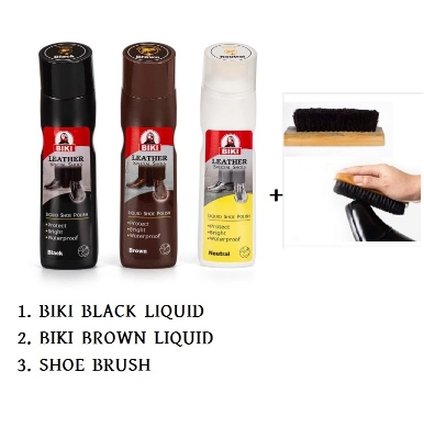 Picture of Versatile -4 Combo OF Biki Liquid Black + Brown + Netural Shoe polish + Shoe Brush for shoe Polish for shining shoe- Avant-garde -Multicolor