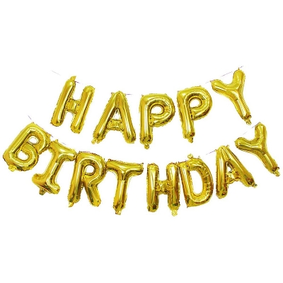 Picture of Happy Birthday Balloon Aluminum Foil Banner Letters