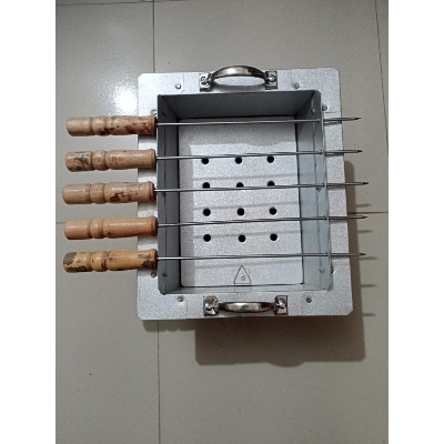 Picture of BBQ with Grill 5 stick  Tin Made Maker  - Silver -Silver