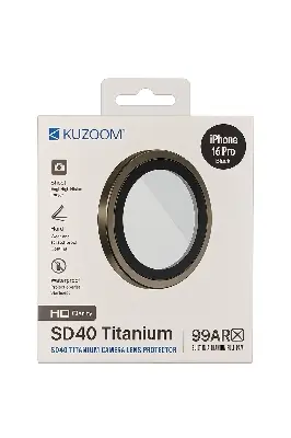 Picture of KUZ00M 99AR HD Titanium Camera Lens Protector for iPhone 16 Pro – Anti-Scratch, Waterproof, Ultra HD Clarity (iPhone 16  Pro)
