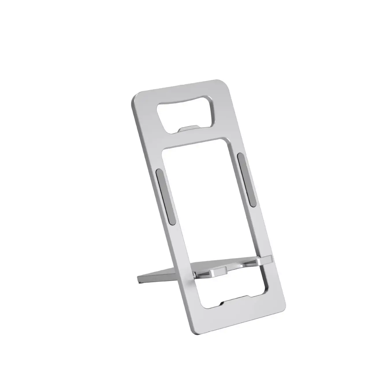 Picture of Foldable Aluminum Phone Stand Adjustable Desktop Mobile Holder – Portable Phone Stand for Office, Desk & Travel Universal Compatible (Silver)
