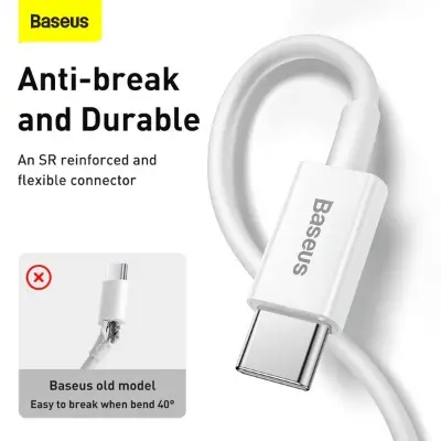 Picture of Baseus Superior Series 20W PD Fast Charging USB Type-C to Lightning Data Cable for iPhone 14 13 12 11 Pro Max iPad (White)