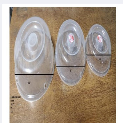 Picture of Buy 1 Get 1 Free 3 Pcs 3 Size MICROWAVE FOOD COVER / Plate Cover Splatter Guard Non Stick Plastic Clear Dish Lid
