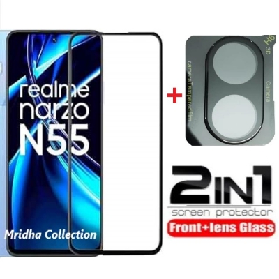 Picture of 2in1 Protector Combo Pack for Realme Narzo N55 (5d Full Screen Protector Glass+9h Camera Lens Protector)