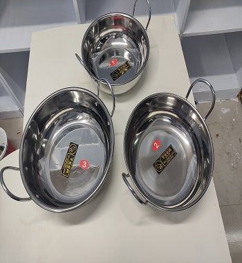 Picture of Stainless Steel Curry Sauce Pot with Handle 3 Pieces Family Set( Induction + Infared + Gas Burner) -Silver