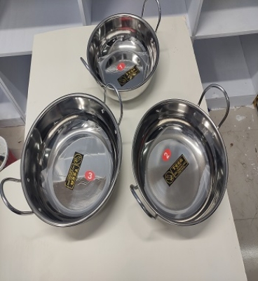 Picture of Stainless Steel Curry Sauce Pot with Handle 3 Pieces Family Set( Induction + Infared + Gas Burner) -Silver