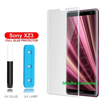 Picture of Sony Xperia XZ3 (A+ GRADE) Premium UV Tempered Glass Screen Protector Curved with Liquid Glue and UV Light -Transparent Clear