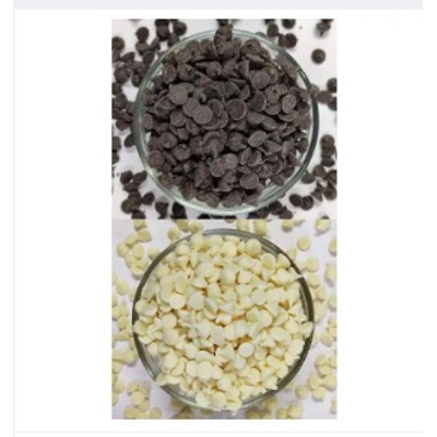 Picture of Dry Choco Chips Combo 100gm White + 100gm Dark Choco Chips for Cake Decoration