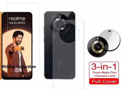 Picture of 3in1 Protector Combo Pack for Realme Narzo 60 5G (Clear Screen Protector Glass + Back Hydrogel Protector Poly + Camera Lens Protector)