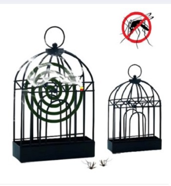 Picture of Bird Cage Mosquito Coil Holder, Creative Nordic Retro Iron Insect Mosquito Coil Holder, Repellent Rack for Hanging Handle Summer Anti Mosquito Supplies Black -Black