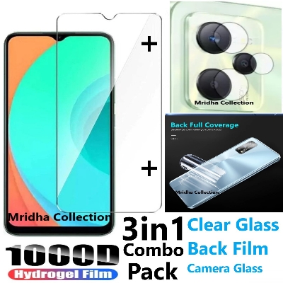 Picture of 3in1 Protector Combo Pack for Realme C35 (Clear Screen Protector Glass + Back Hydrogel Protector Poly + Camera Lens Protector)