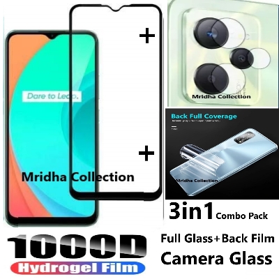 Picture of 3in1 Protector Combo Pack for Realme C35 (Premium Full Screen Protector Glass + Back Hydrogel Protector Poly + Camera Lens Protector)
