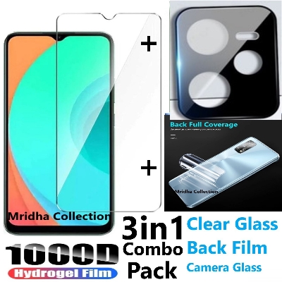Picture of 3in1 Protector Combo Pack for Realme C35 (Clear Screen Protector Glass + Back Hydrogel Protector Poly + 3D Camera Lens Protector)