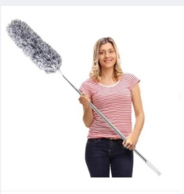 Picture of Microfiber Duster with Extension Pole, Extra Long 100 inches, Scratch-Resistant Cover, Bendable, Washable, Dusters for Cleaning Roof, High Ceiling, Fan, Furniture -Ash