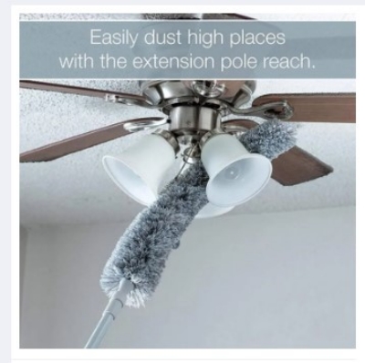 Picture of Microfiber Duster with Extension Pole, Extra Long 100 inches, Scratch-Resistant Cover, Bendable, Washable, Dusters for Cleaning Roof, High Ceiling, Fan, Furniture -Ash
