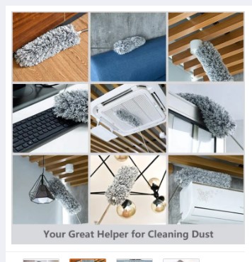 Picture of Fan Cleaning Duster with 100 inches Expandable Pole Free Style Handle Duster for High Ceiling Fans , Window , AC , Furniture -Ash