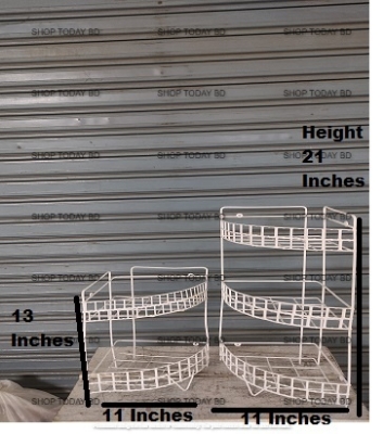 Picture of 3+2 Layer Corner Shelf 2 Pcs Rack Multi-Layer Rack Storage Organizer Metal Shelves Shelf Holder -White