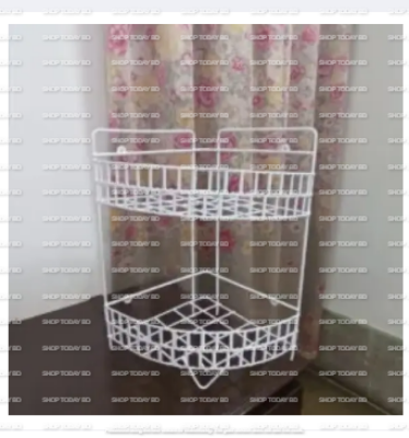 Picture of 3+2 Layer Corner Shelf 2 Pcs Rack Multi-Layer Rack Storage Organizer Metal Shelves Shelf Holder -White