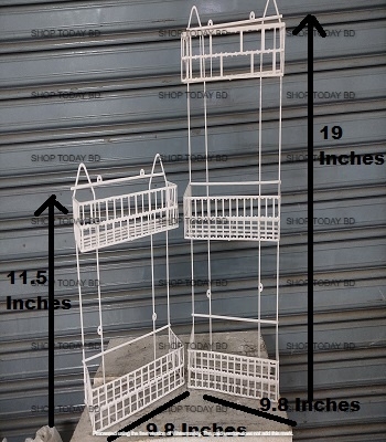 Picture of 3+2 Layer Square Shelf 2 Pcs Rack, Multi-Layer Rack Storage Organizer Metal Shelves Shelf Holder -White