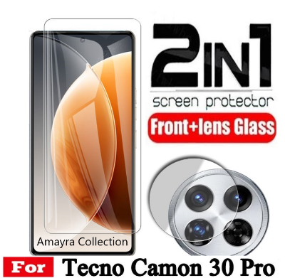 Picture of 2in1 Protector Combo Pack for Tecno Camon 30 Pro (Clear Screen Protector Glass + Camera Lens Protector)
