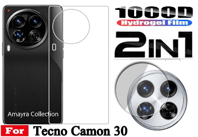 Picture of 2in1 Back Protector Combo Pack for Tecno Camon 30 (Back Hydrogel Poly Protector + Camera Lens Protector)