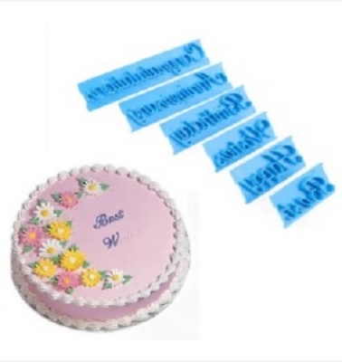 Picture of 6pcs /set Plastic Letters Mold Happy Birthday Best Wishes Baking Molds Decoration BDM Stamp press cake -Multicolor